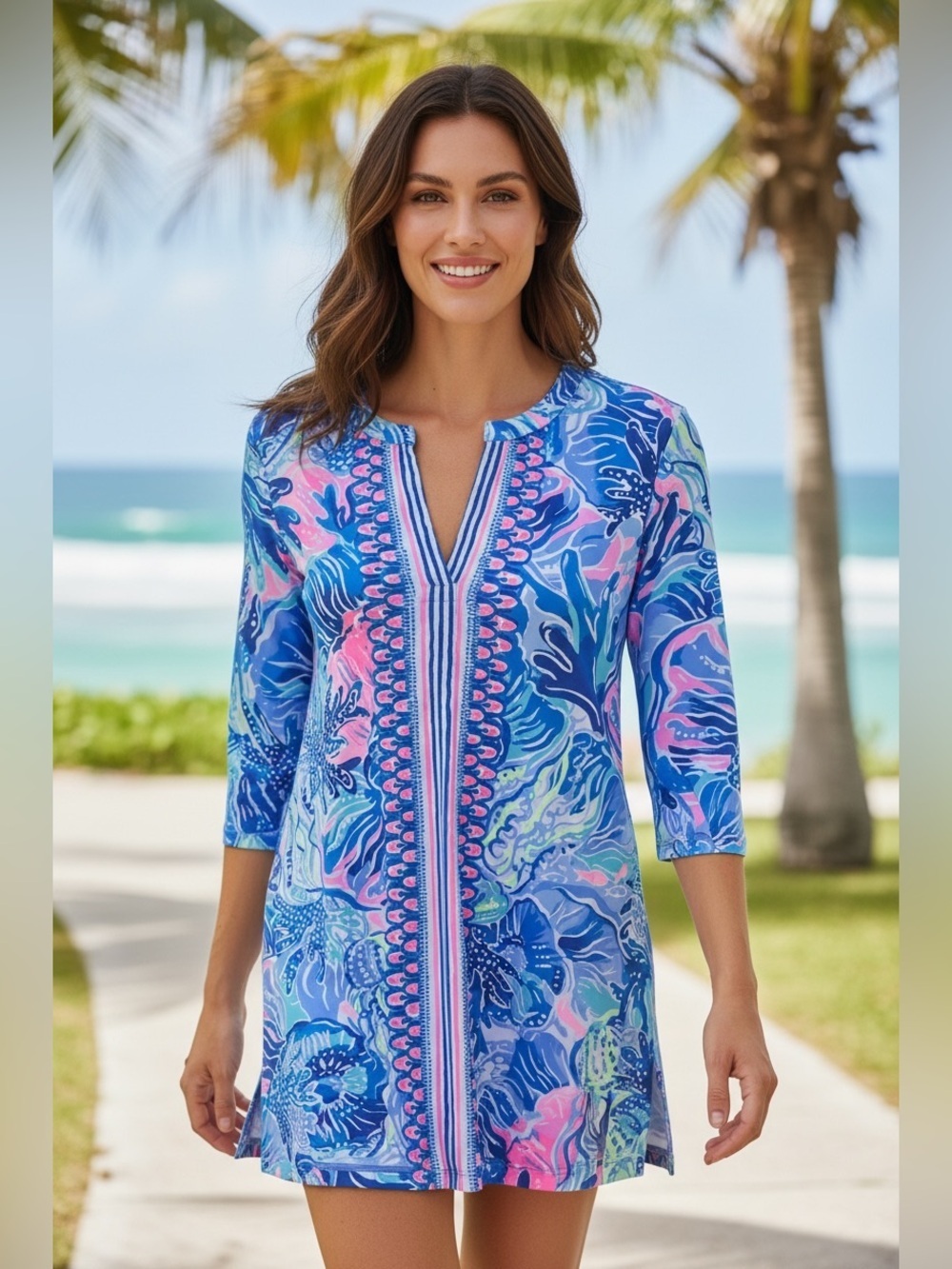 🌴Lilly Pulitzer Karina Tunic Top UPF 50+ ChillyLilly Shade Seekers NWOT XS🌴 - Picture 6 of 11
